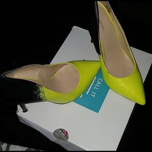 Call it Spring Ombre yellow black pumps heels